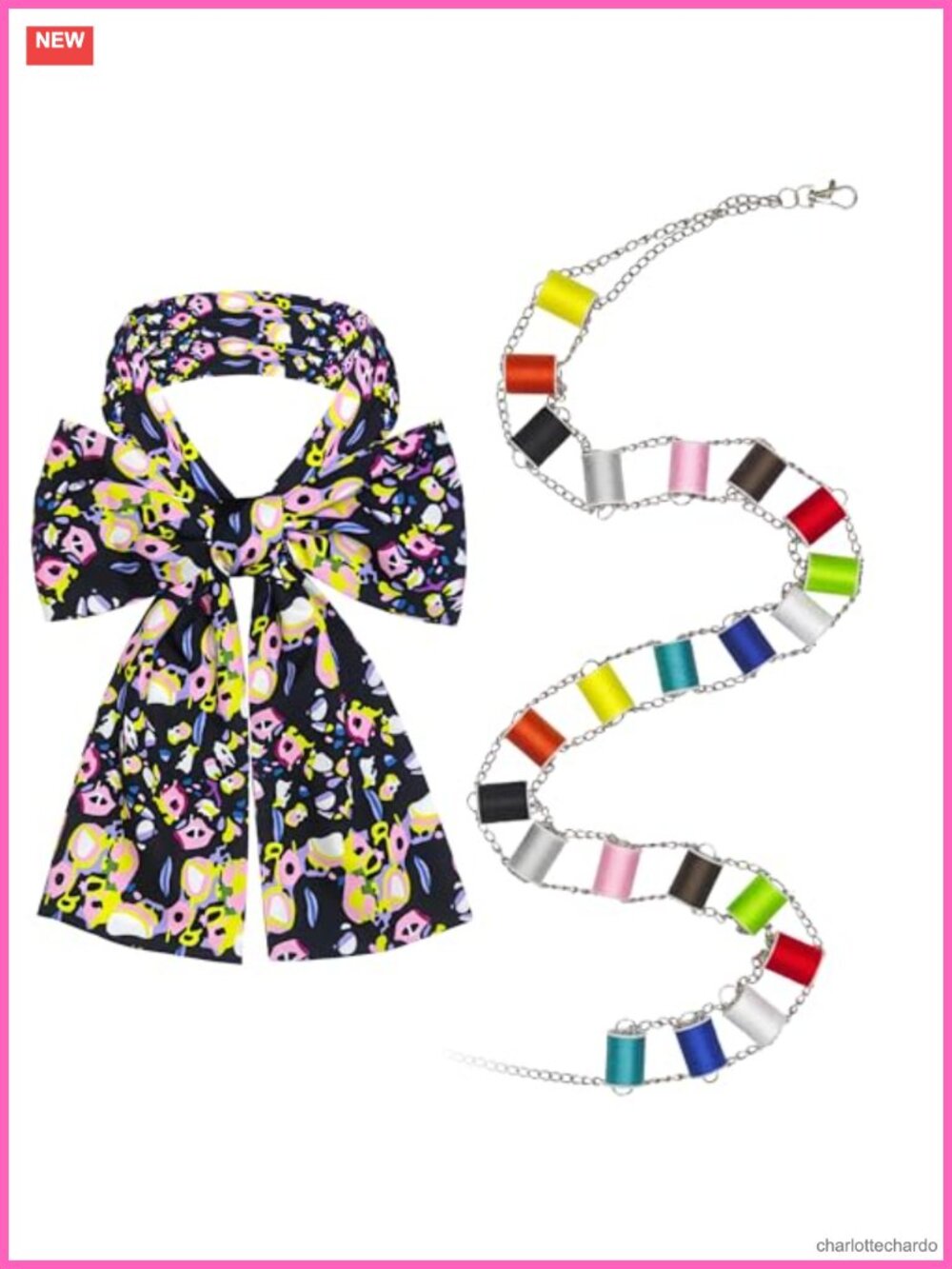 Hatter Costume Accessories Set Bow Tie Scarf Spool Bandolier Cosplay